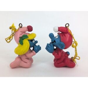 VTG 1982 Praying Smurf Smurfette Christmas Prayer Ornament Vintage Rare Figurine